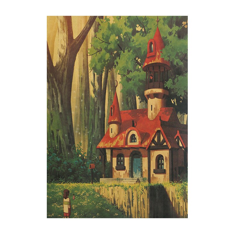 Anime Poster Vintage Hayao Miyazaki Movie Spirited Away Kraft Paper Wall Art Kid Room Decor Stickers Posters - 5