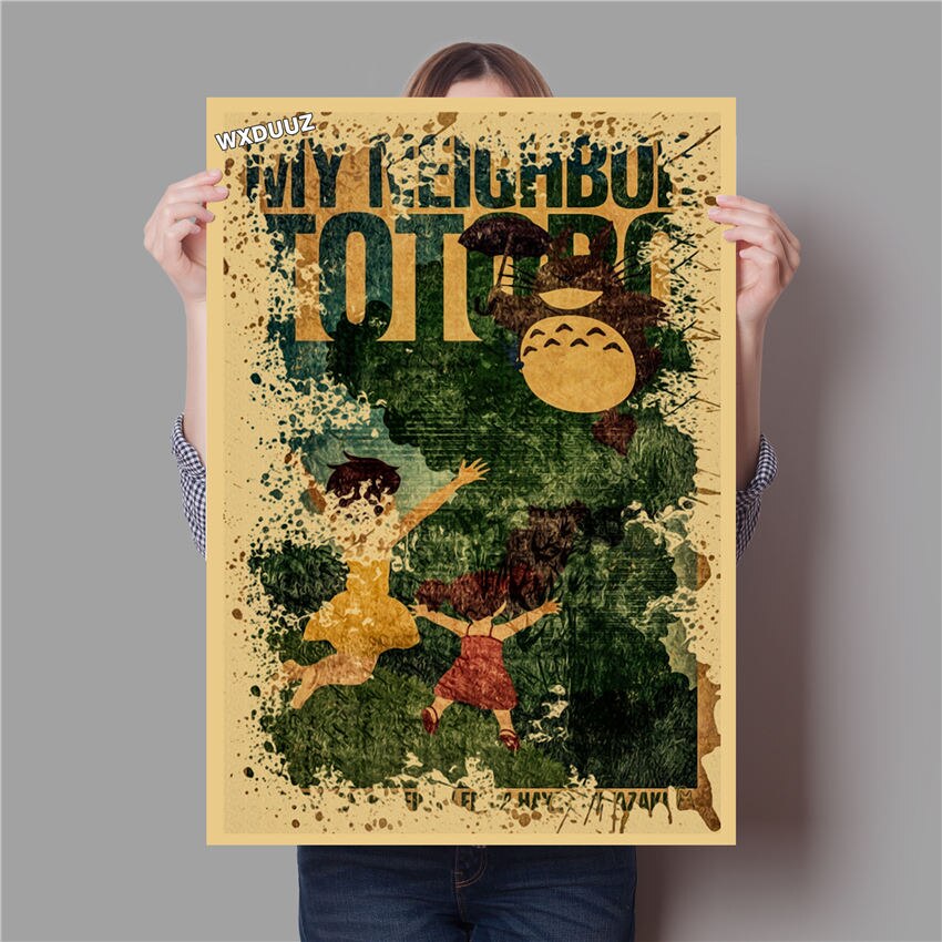 Anime Poster Home And Bar Decoration For Hayao Miyazaki On Vintage My Neighbor Totoro Kids Room Posters Canvas Painting M603 - 3