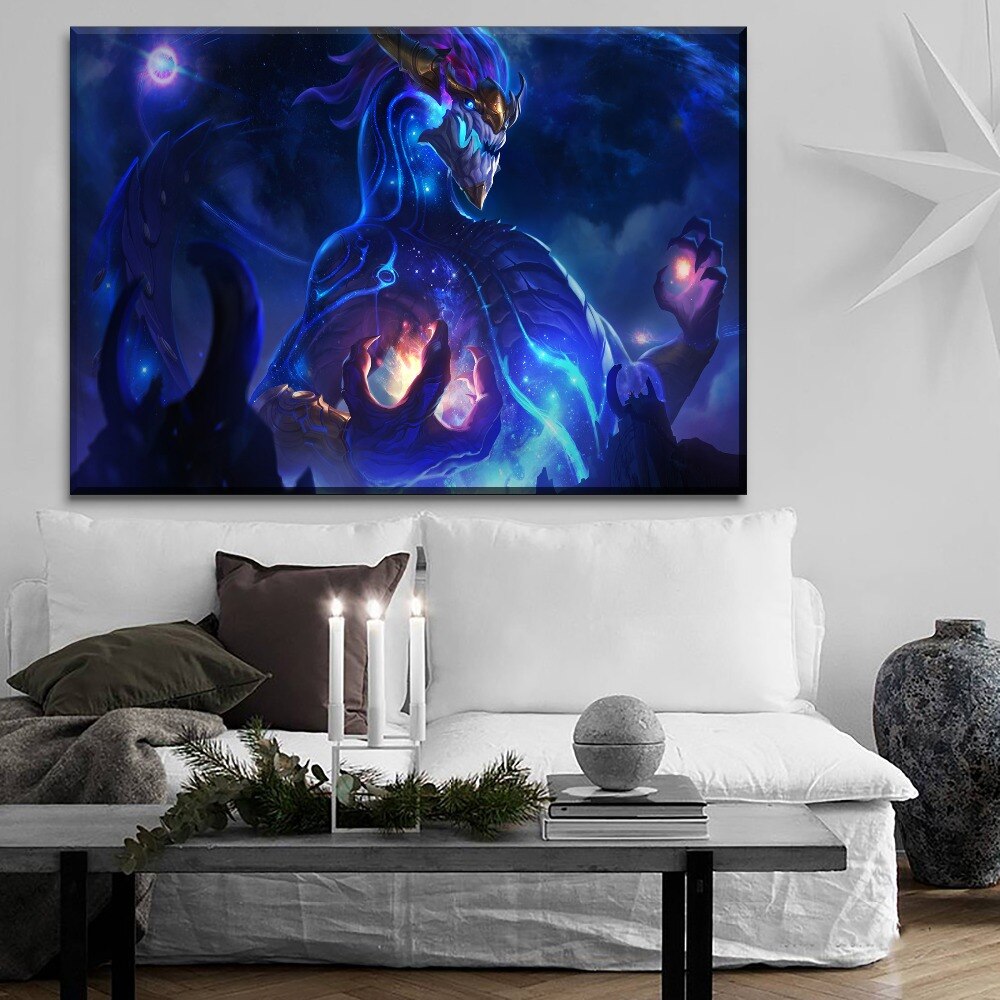 Canvas Painting 3 Piece Home Decorative Living Room Wall Game Poster Modern Print Type League Of Legends Aurelion Sol Picture - 3
