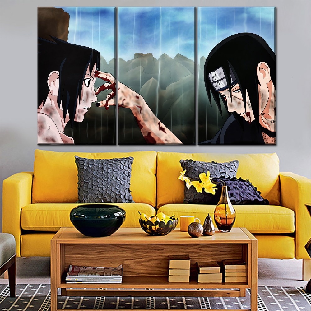Modern Canvas Painting Frame Print Type 1 Pcs Itachi Uchiha And Sasuke Picture Home Wall Art Anime Naruto Poster - 4