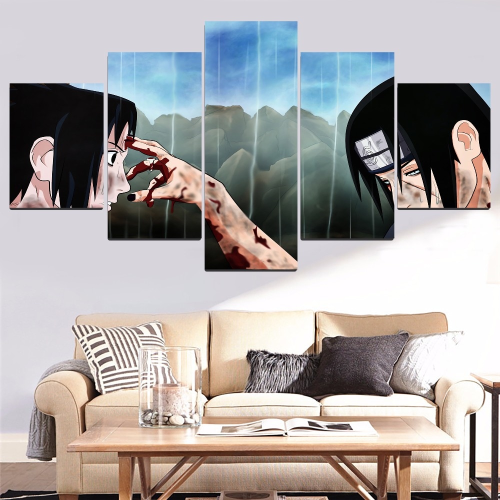 Modern Canvas Painting Frame Print Type 1 Pcs Itachi Uchiha And Sasuke Picture Home Wall Art Anime Naruto Poster - 3