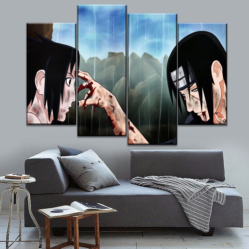 Modern Canvas Painting Frame Print Type 1 Pcs Itachi Uchiha And Sasuke Picture Home Wall Art Anime Naruto Poster - 2