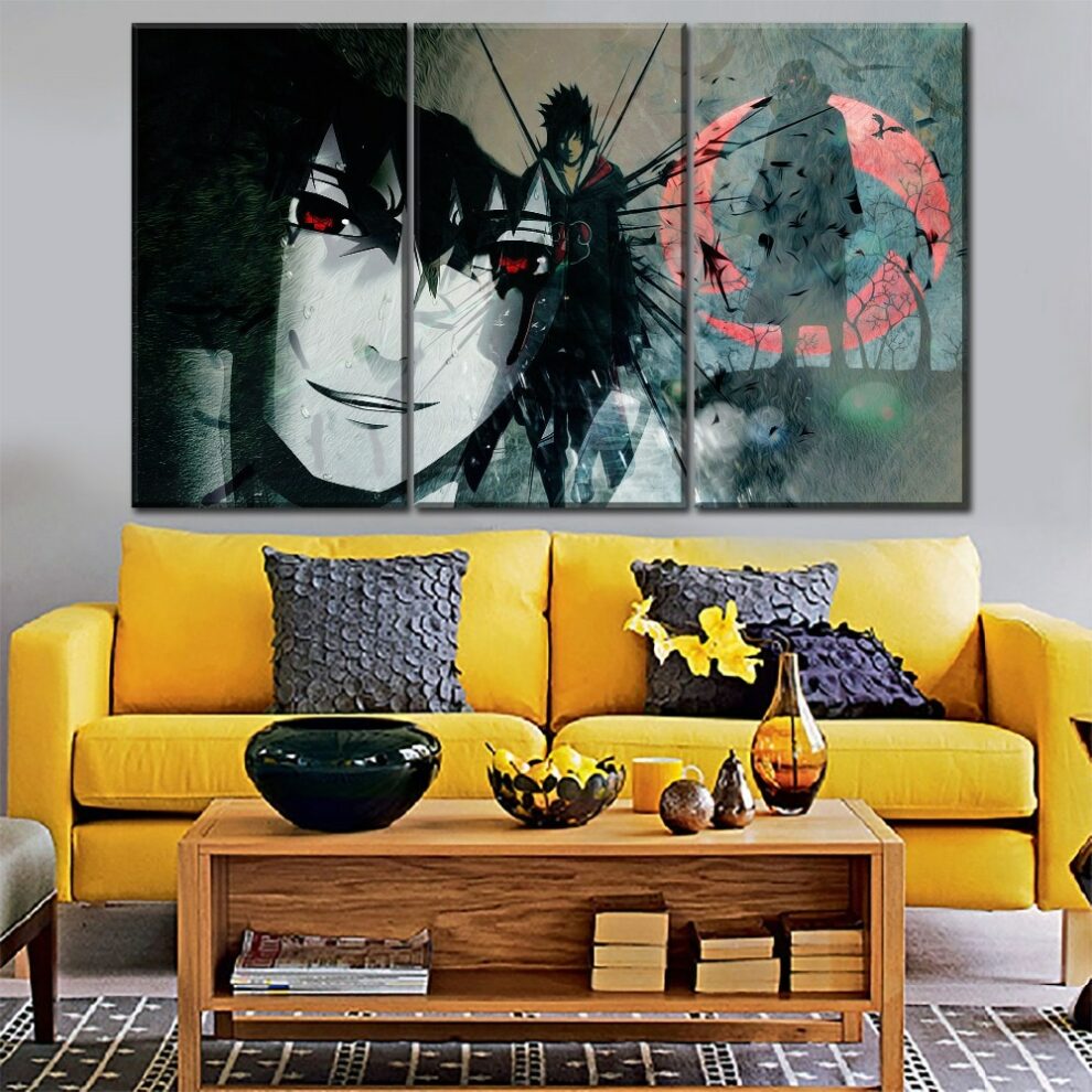 Naruto Anime Canvas Print Modern Itachi Uchiha Sasuke Wall Art Poster