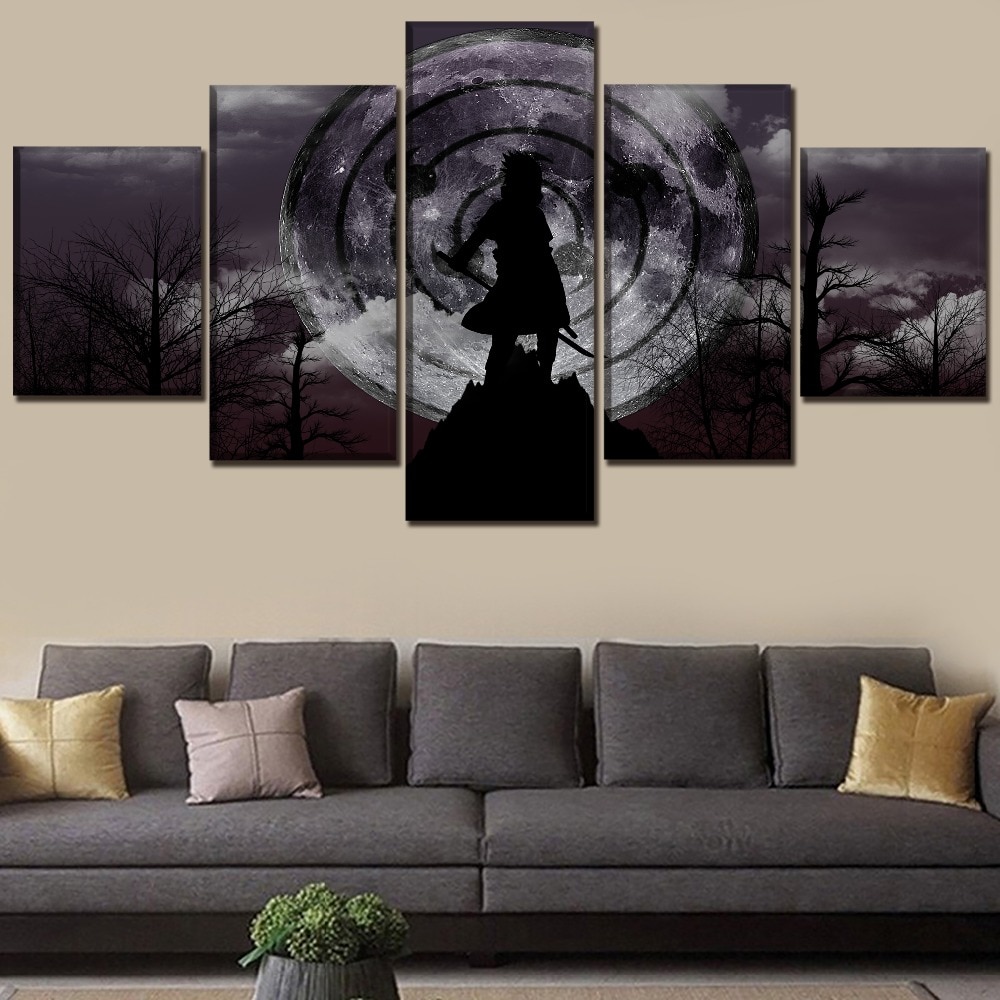 Modern Artwork Wall Decorative Pictures On Canvas Printing Type Poster 5 Panel Anime Naruto Rinnegan Sasuke Uchiha Painting - 4