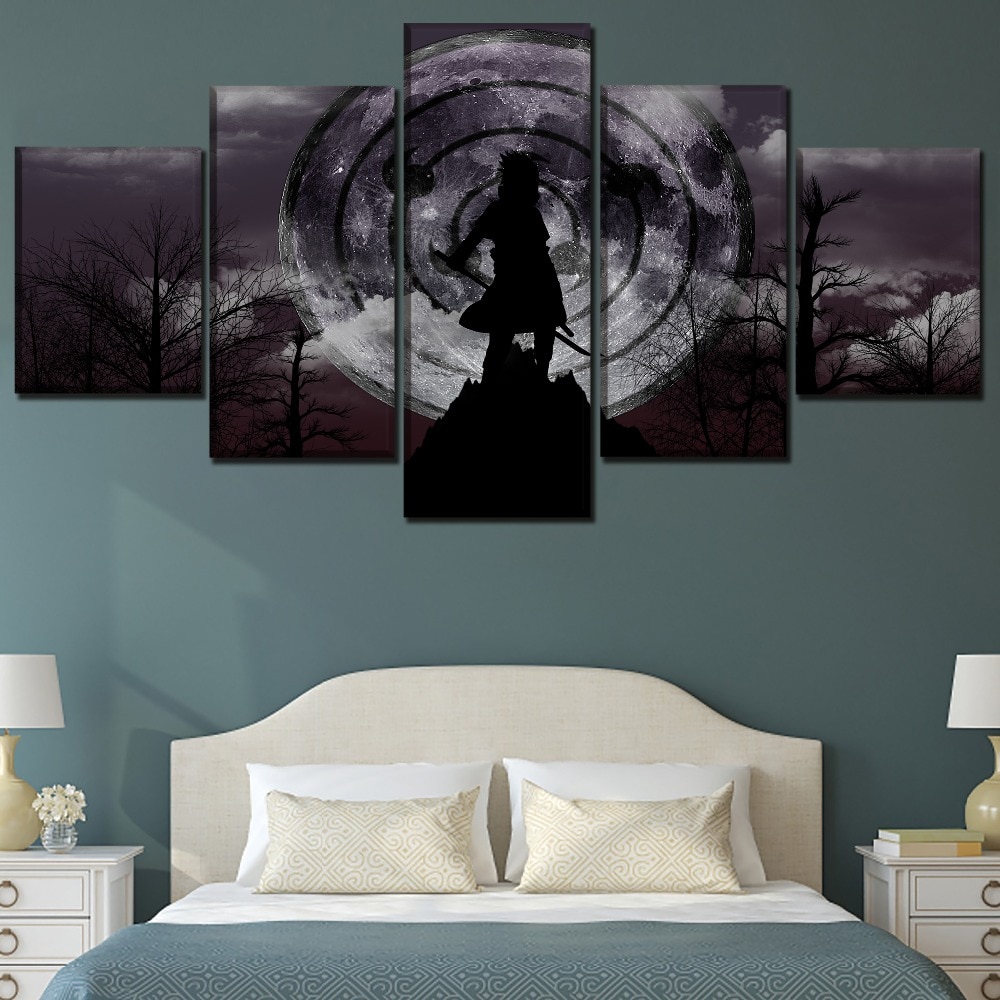 Modern Artwork Wall Decorative Pictures On Canvas Printing Type Poster 5 Panel Anime Naruto Rinnegan Sasuke Uchiha Painting - 3