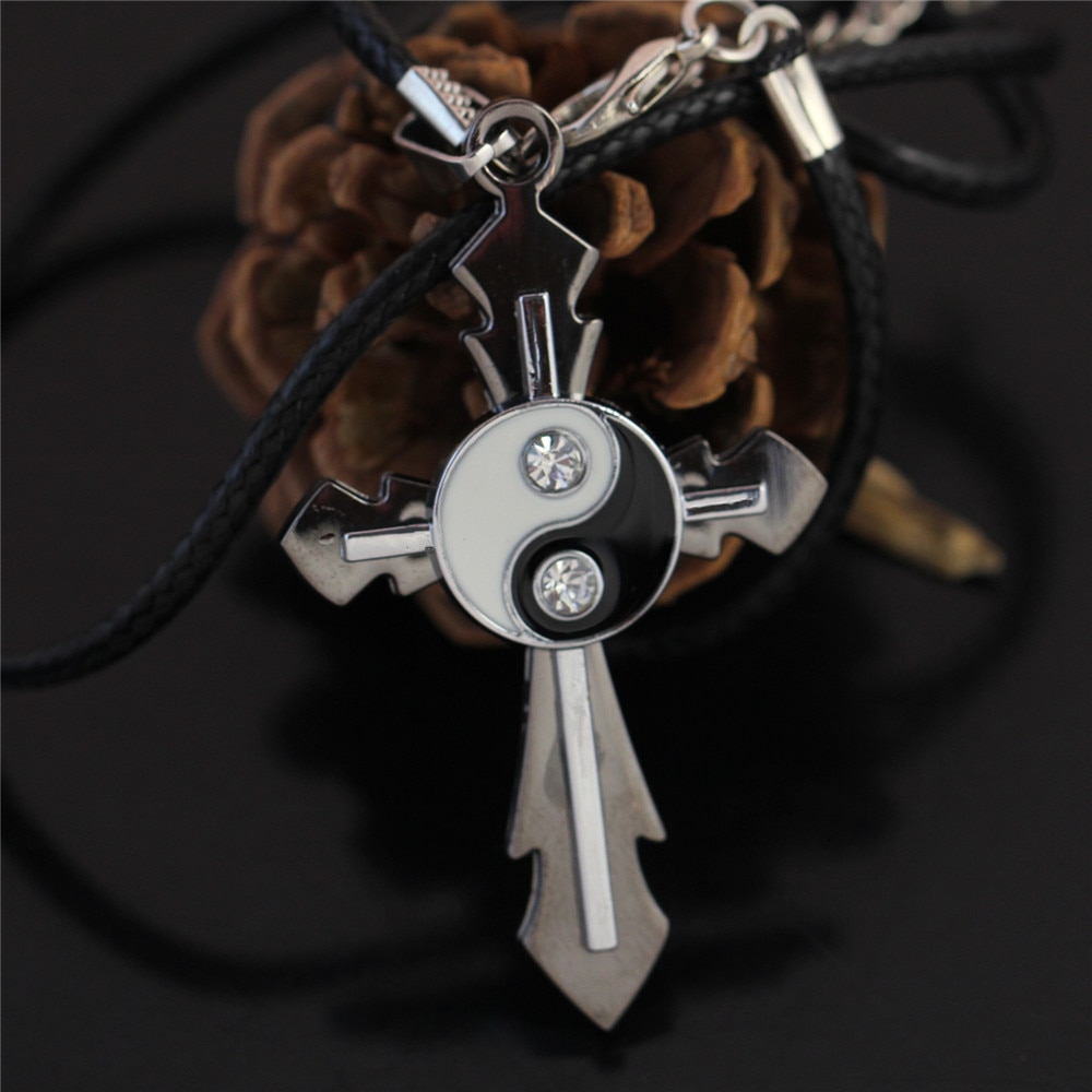 Er Naruto Necklace Yin Yang Leather Cord Neclace Male Vintage Cross Jewelry Mn003 - 3